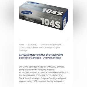 Samsung Black Toner 104S